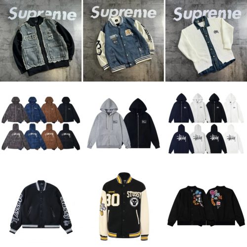 Stussy Varsity and Zip-Up Streetwear Jackets and Hoodies Multicolor