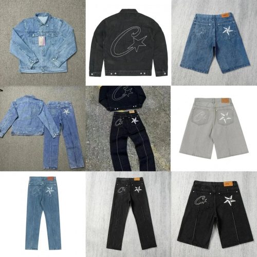 Corteiz Crtz Star Denim Collection Streetwear Jackets and Jeans Black and Blue