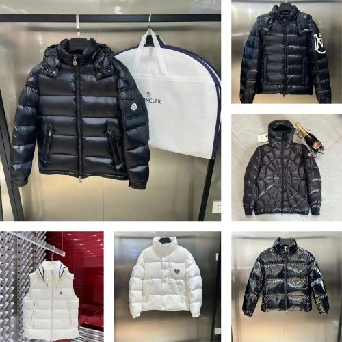 Moncler Puffer Jacket Shiny Down Winter Jacket Black