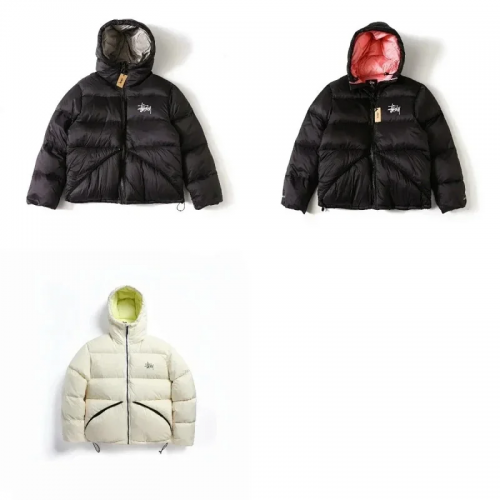 Stussy Reversible Down Jacket Puffer Jacket Black and White