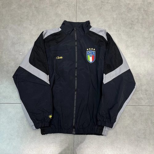 Corteiz CRTZ Football Track Jacket Streetwear Windbreaker Black