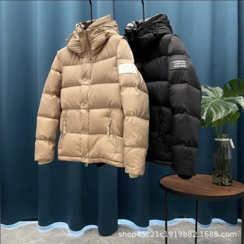 Burberry Puffer Jacket Warm Down Coat Beige and Black