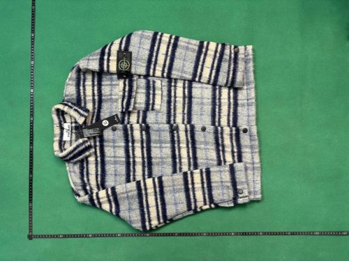 Stone Island Check Wool Overshirt Casual Jacket Blue and Beige