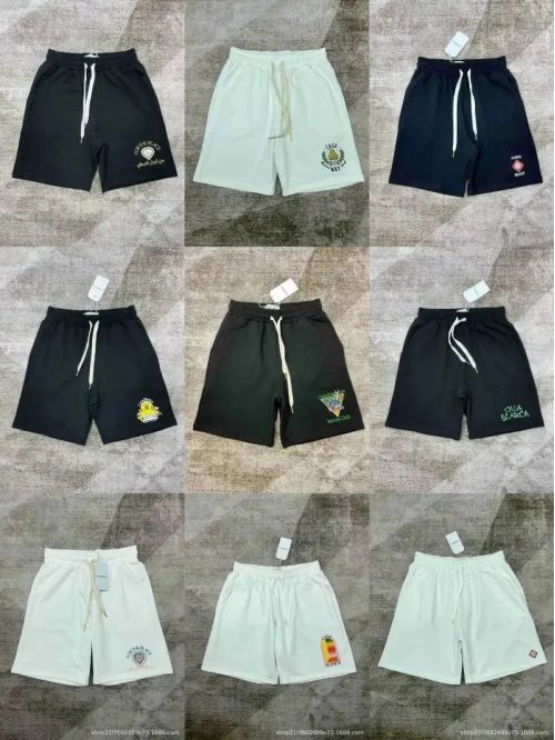 Casablanca Graphic Print Casual Shorts Black and White