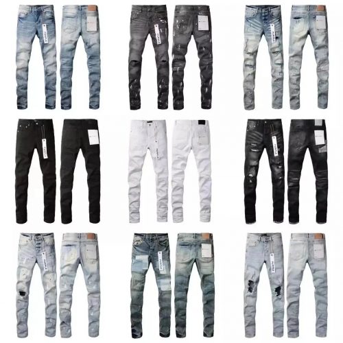Purple Brand Distressed Denim Jeans Slim Fit Pants Multicolor