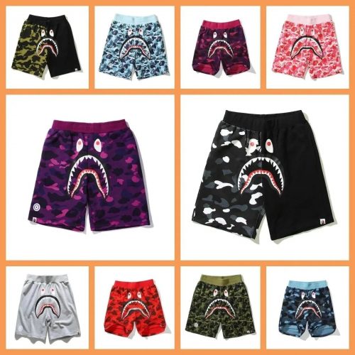 A Bathing Ape BAPE Shark Camo Graphic Streetwear Shorts Multicolor