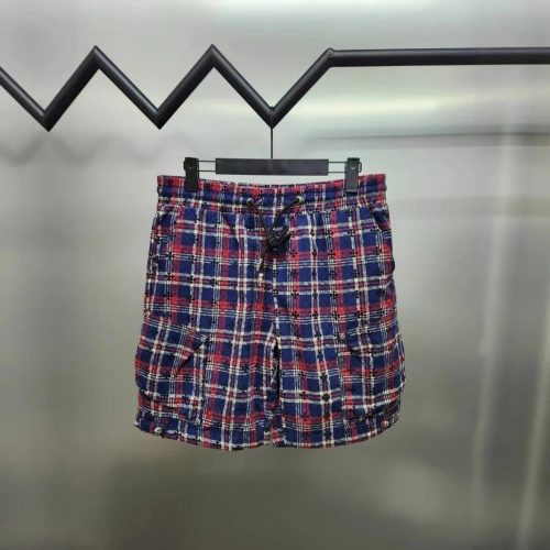 Chrome Hearts Plaid Cargo Shorts Casual Shorts Blue and Red