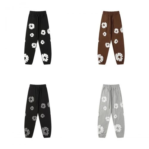 Denim Tears Floral Sweatpants Casual Cotton Pants Black Brown Gray