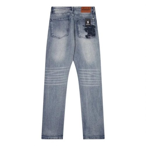 Burberry Equestrian Knight Design Vintage Denim Jeans Blue