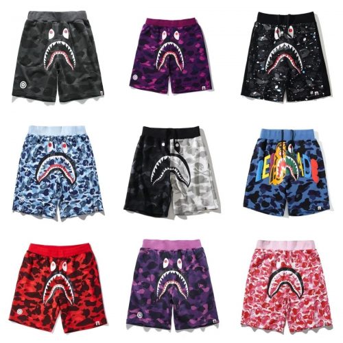 A Bathing Ape BAPE Shark Camo Graphic Streetwear Shorts Multicolor