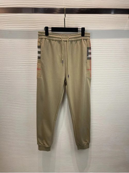 Burberry Check Panel Casual Joggers Beige