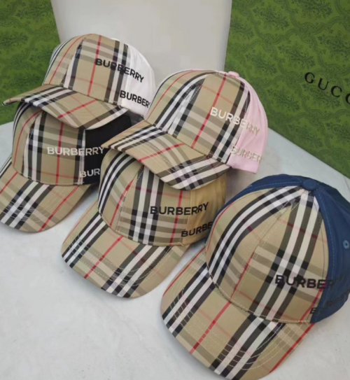 Burberry Check Print Baseball Cap Multicolor