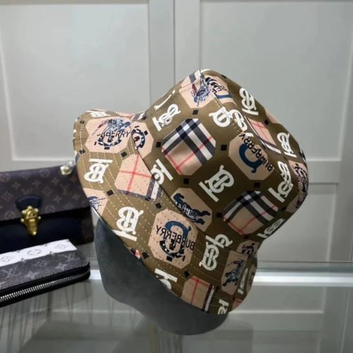 Burberry Monogram Print Bucket Hat Casual Headwear Brown