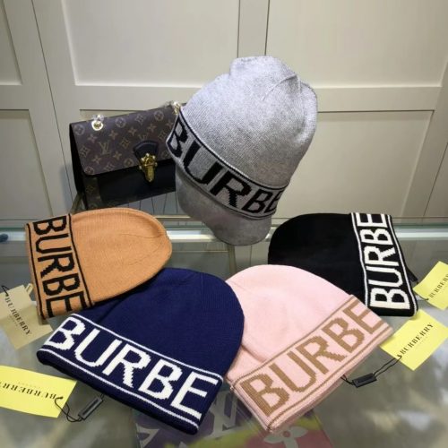 Burberry Logo Intarsia Knit Beanie Hat Multicolor