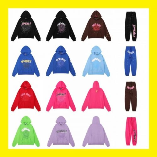 Sp5der Sp5der Web Graphic Streetwear Hoodie and Sweatpants Set Multicolor