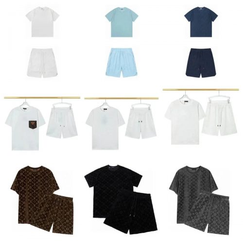 Louis Vuitton LV Monogram Jacquard Matching Set Casual T-Shirt and Shorts Multicolor