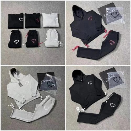 Carsicko Heart Logo Streetwear Tracksuit Set Black and Gray