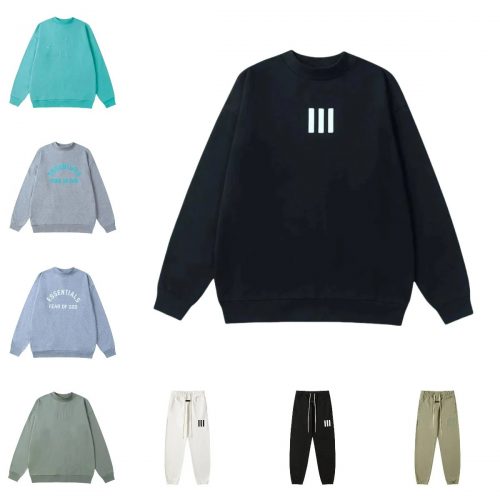 Fear of God Essentials 3 Stripe Crewneck Sweatshirt Casual Hoodie Black