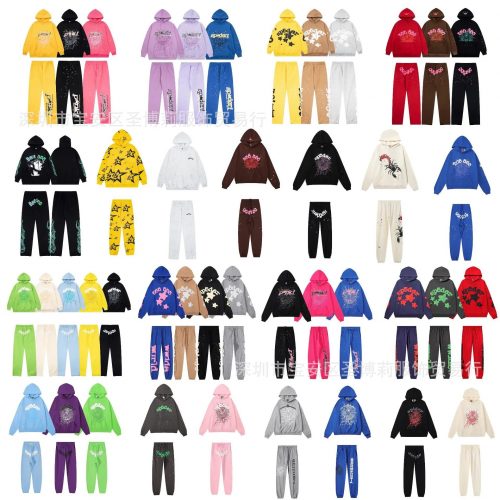 Sp5der Sp5der Web Print Streetwear Tracksuit Set Multicolor