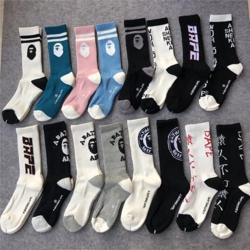 A Bathing Ape BAPE Graphic Print Cotton Socks Multicolor