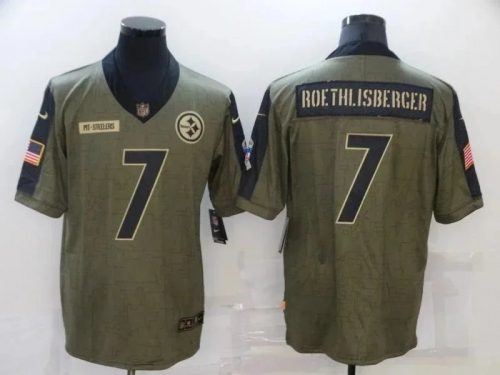 Nike Pittsburgh Steelers Ben Roethlisberger Salute to Service Football Jersey Olive