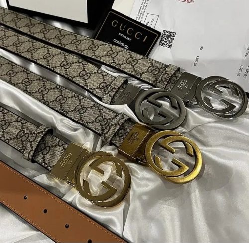 Gucci GG Marmont Reversible Leather Belt Beige and Brown