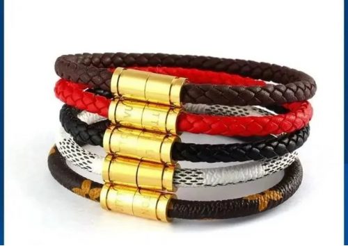 Louis Vuitton LV Braided Bracelet Stackable Leather Accessory Multicolor
