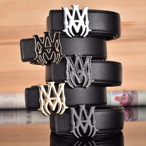 Amiri MA Logo Buckle Leather Belt Black