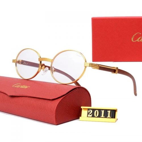 Cartier Santos de Cartier Round Eyeglasses Gold and Brown