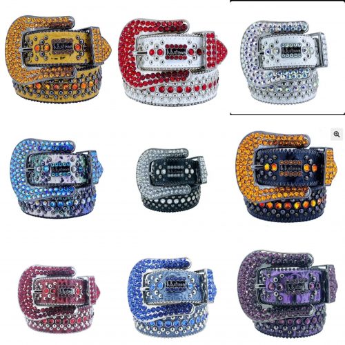 B.B. Simon Crystal Studded Belt Rhinestone Western Accessory Multicolor