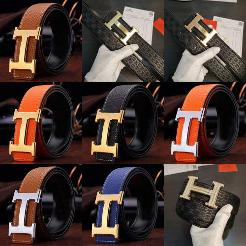 Hermes H Buckle Reversible Leather Belt Multicolor