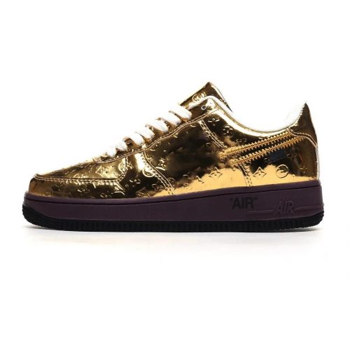 Louis Vuitton LV Air Force 1 Metallic Monogram Sneakers Gold