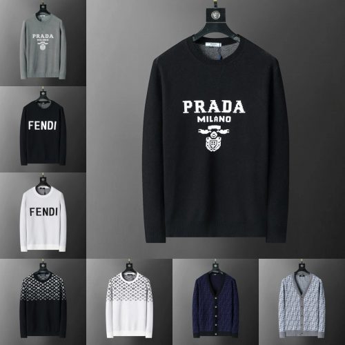 Prada Milano Logo Sweater Casual Knit Pullover Black