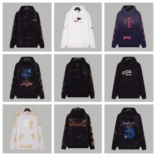 Balenciaga Graphic Print Hoodie Casual Sweatshirt Black