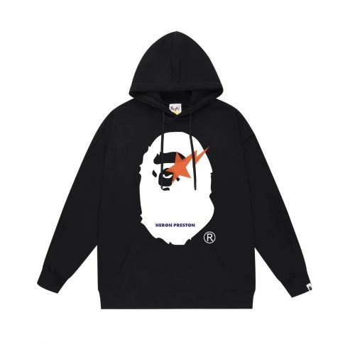 BAPE Heron Preston Collaboration Hoodie Casual Pullover Black