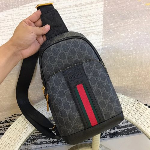 Gucci GG Supreme Web Monogram Canvas Belt Bag Black