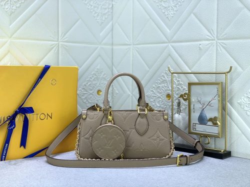 Louis Vuitton LV Marell Embossed Leather Shoulder Bag Beige