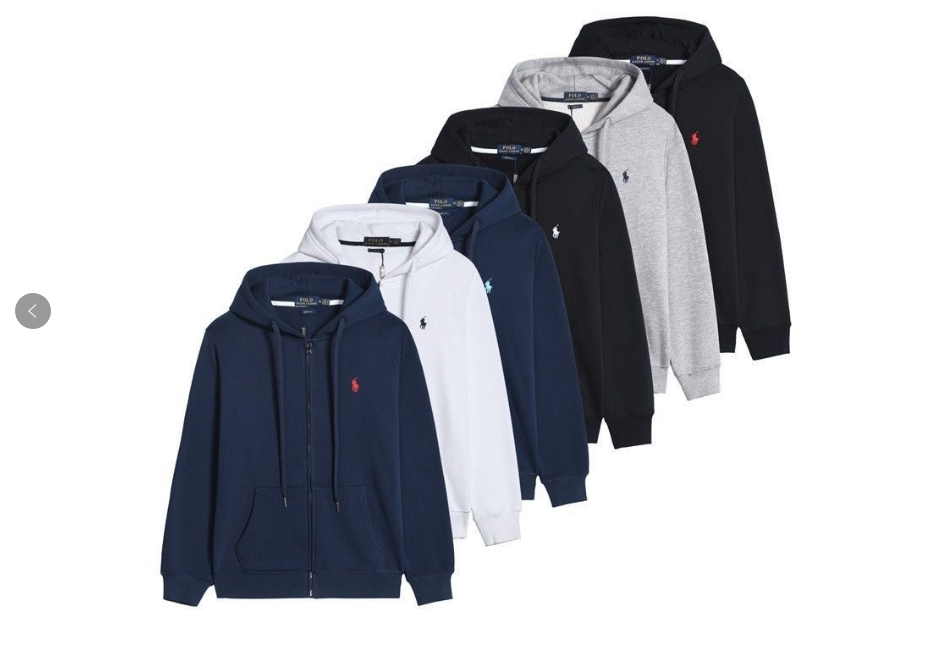 Ralph Lauren Polo Classic Zip-Up Hoodie Casual Sweatshirt Multicolor