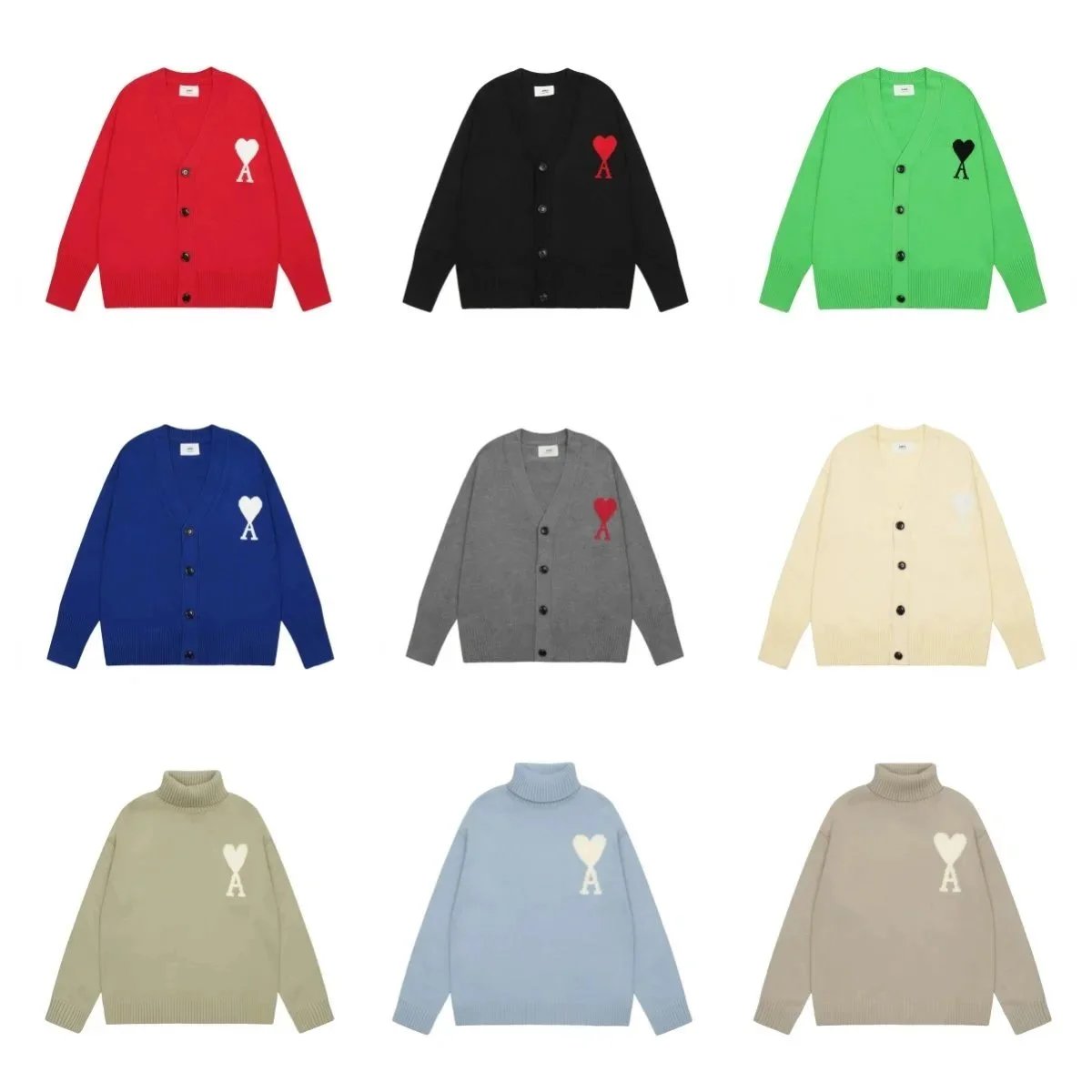AMI Paris Ami de Coeur Cardigan and Sweater Casual Knitwear Multicolor