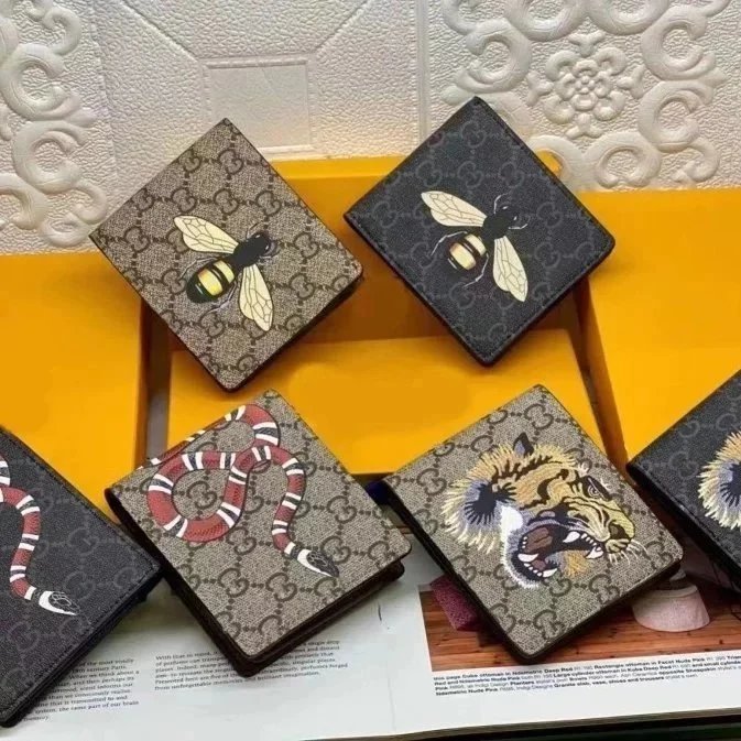 Gucci Bee and Animal Print GG Supreme Wallet Brown