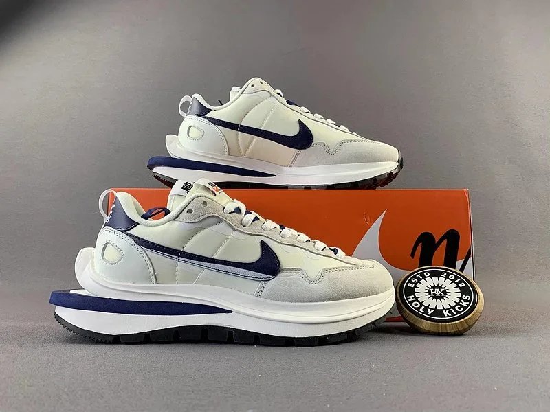 Nike x Sacai VaporWaffle Sneakers White and Navy