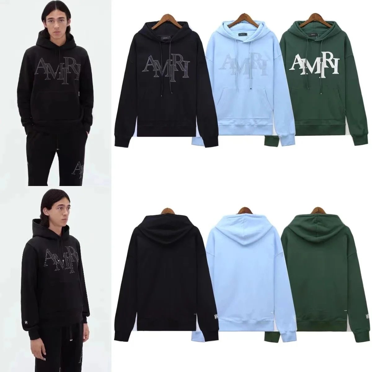 Amiri Logo Print Casual Hoodie Black