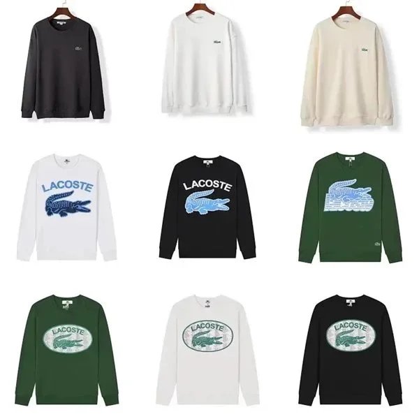 Lacoste Graphic Crewneck Sweatshirt Casual Sweater Black White Green